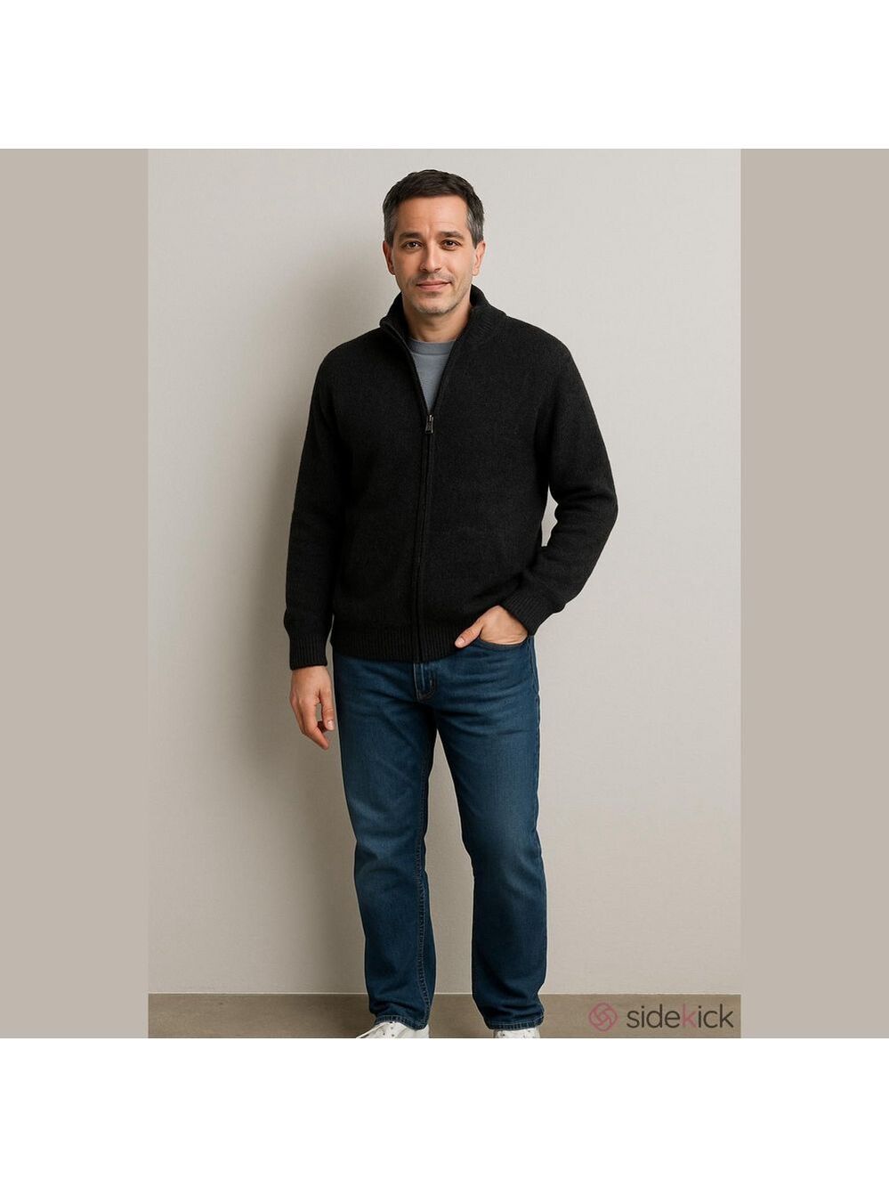 L.L. Bean Charcoal Gray Full-Zip Preppy FishermancoreWool Sweater